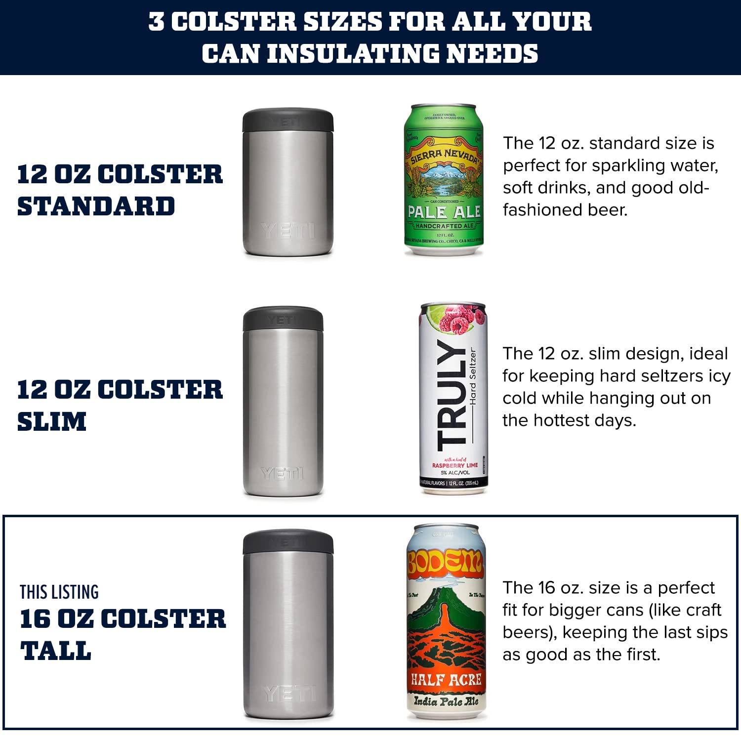 YETI Rambler 16 oz. Colster Tall Can Insulator for Tallboys & 16 oz. Cans, Nordic Blue