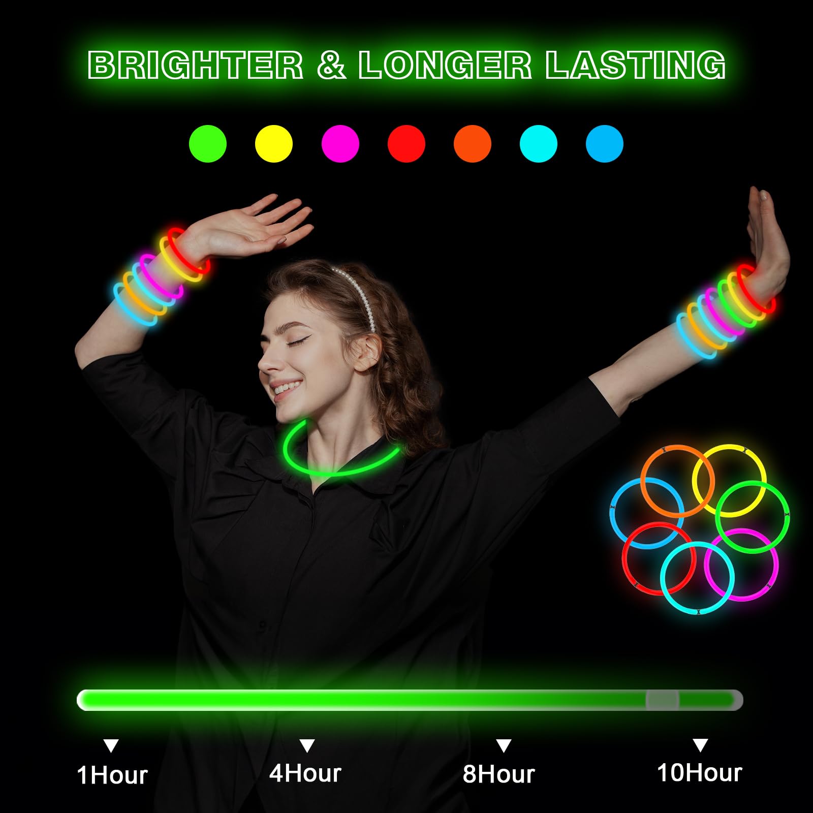 JICUICUI Ultra Christmas Bright Glow Sticks - 500 Party Pack with Connectors for Christmas, Neon Birthday and Holidays - Multicolor 8" Glow Sticks Necklaces Bulk