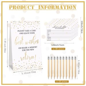 Fumete 50 Pieces Gold Retirement Party Advice and Wishes Cards with 10 Small Pencils and 1 Cardstock Place Card Retired Ideas Supplies and Decoration for Retirement Party Activities