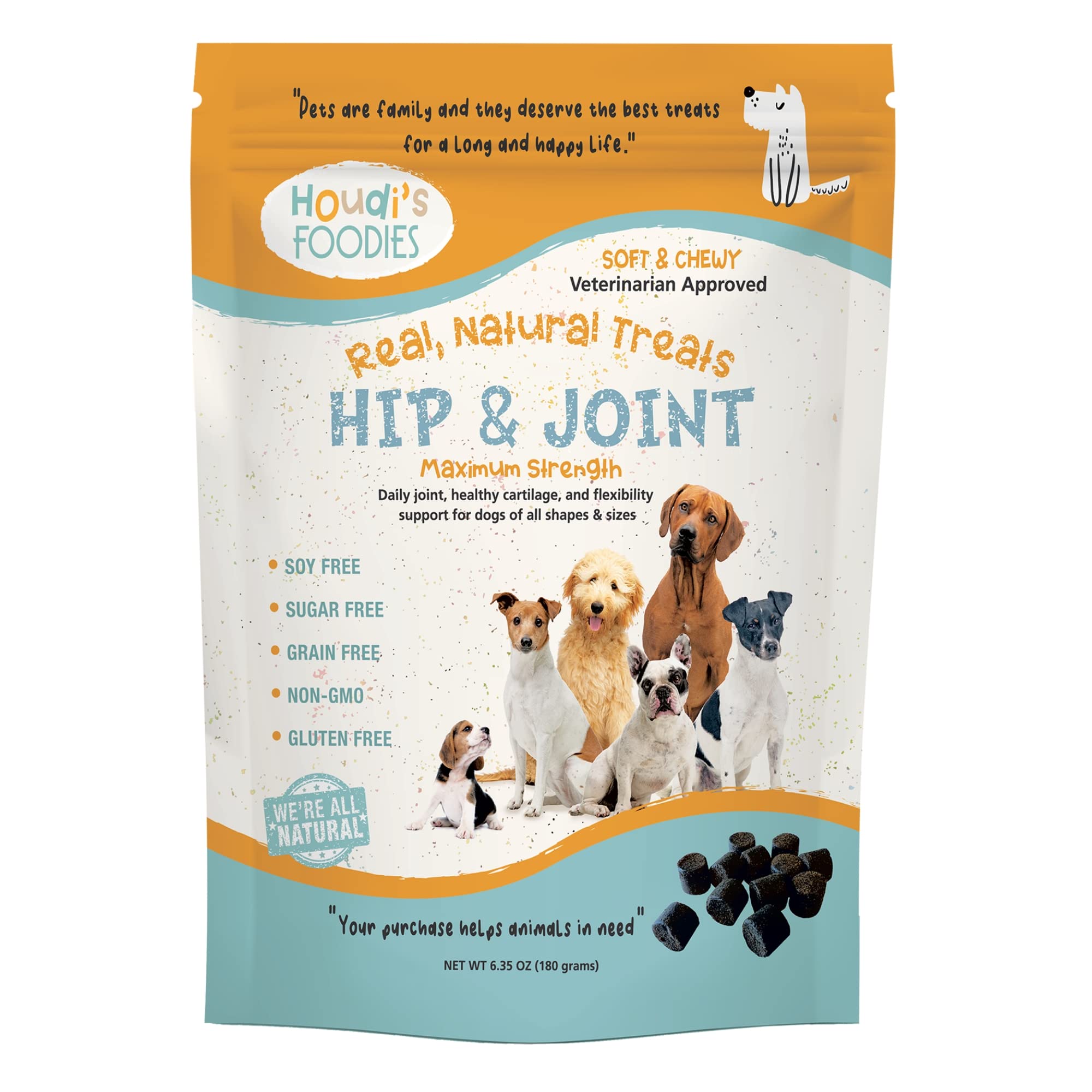 Houdi's Foodies Hip & Joint by North American Herb & Spice - Easy-to-Chew, Veterinarian-Approved SmartSupps for Dogs - Grain Free, Gluten Free & Non-GMO