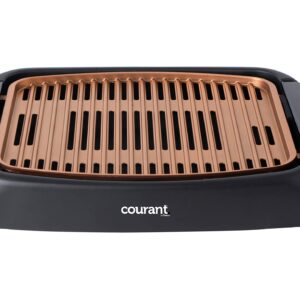 courant smokeless indoor grill, Copper Non-stick Coating Extra Large and Adjustable Temperature Control, Grill BBQ, Table Top Indoor Grill