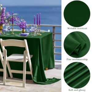 TURSTIN 4 Packs Satin Tablecloth 102 x 58 Inch Overlay Satin Table Cover Rectangle Bright Silk Tablecloth Smooth Fabric Table Decoration for Wedding Banquet Party Events, Dark Green