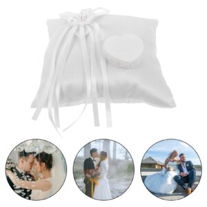 Veemoon Ring Bearer Pillow, 7.86 in Decor Bridal Wedding White Ring Holder Bearer Pillow for Beach Wedding Party