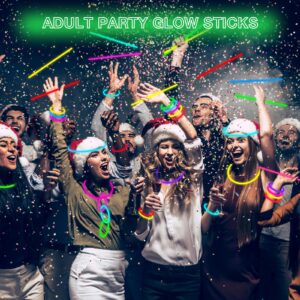 JICUICUI Ultra Christmas Bright Glow Sticks - 500 Party Pack with Connectors for Christmas, Neon Birthday and Holidays - Multicolor 8" Glow Sticks Necklaces Bulk