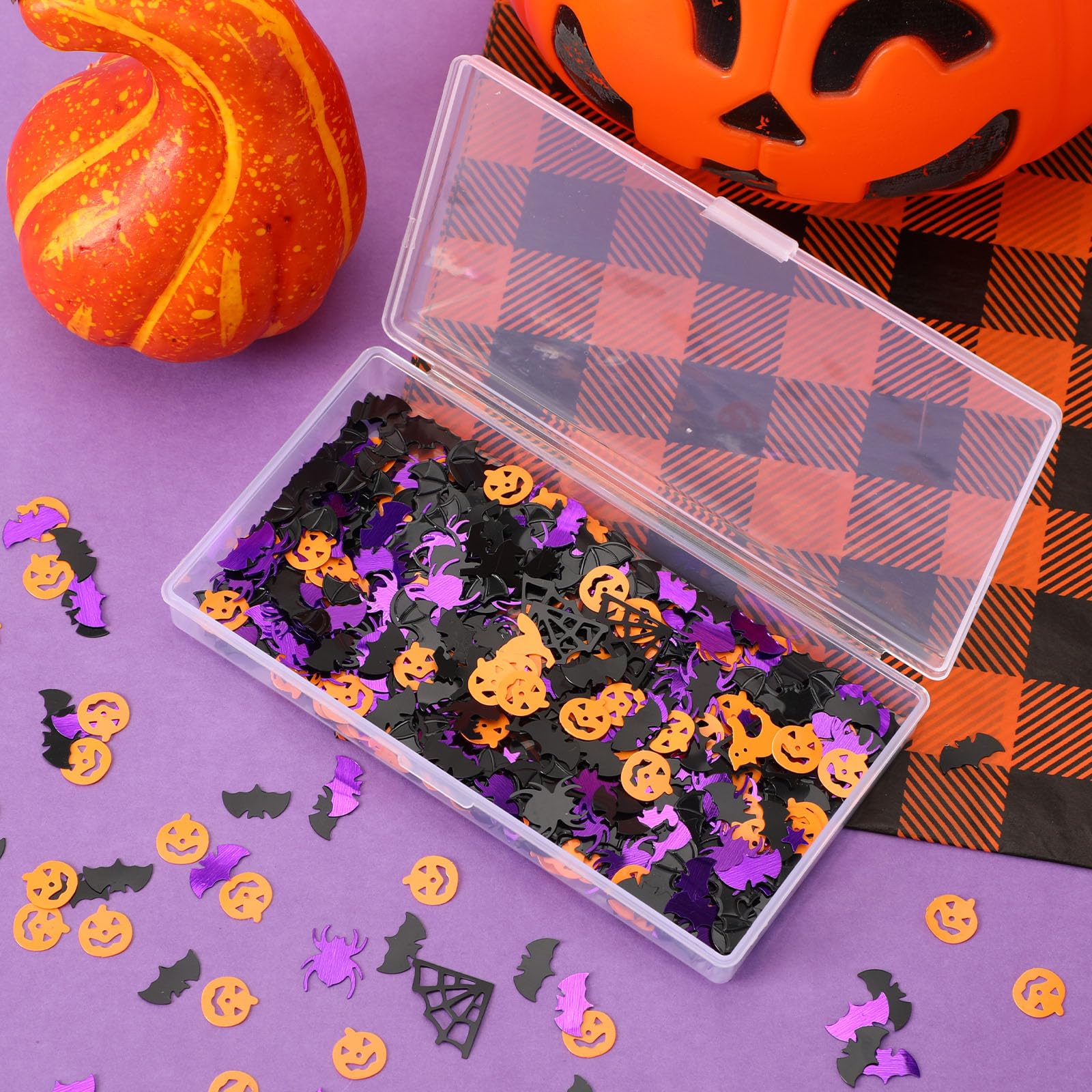 MARFOREVER Halloween Confetti Glitter Table Decorations Halloween Party Scatter Confetti Table Confetti Sprinkles Bats Spider Pumpkin for Halloween Party Supplies Decor