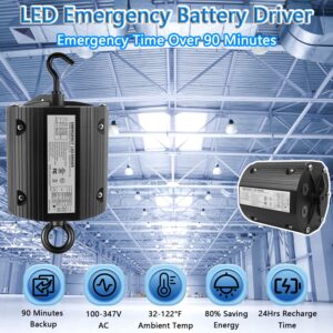 40W LED Emergency Backup Driver for UFO LED High Bay Light,0-10V Dimmable Emergency led Driver, Backup Battery Emergency Time Over 90 Minutes, 100V-347VAC Rechargeable UL Listed (40W (8-Pack))