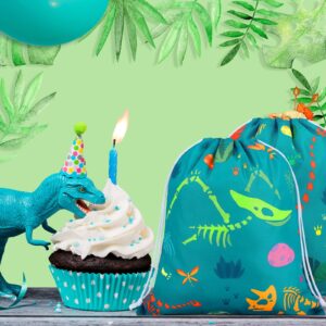 Shappy 20 Pieces Dinosaur Party Favor Bags Drawstring Dinosaur Gift Bag Dinosaur Candy Bags Dino Goodie Bags Dinosaur Treat Bags for Kids Baby Shower Dinosaur Birthday Party Supplies, 5 Styles