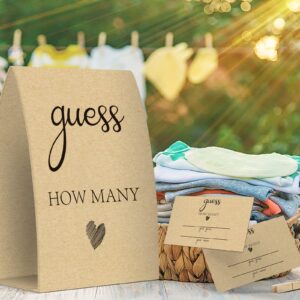 Guess How Many, Kraft, Bridal Shower Decorations, Bridal Shower Games - One Sign and 50 Cards(GUESS003)