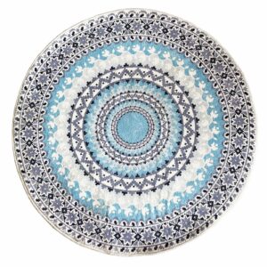 faux fur boho round rug round area rug washable rug non-slip gray and blue small round rug ultra sofa carpet for living dining room bedroom 3'x3' round blue/multi