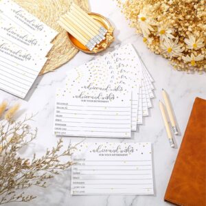 Fumete 50 Pieces Gold Retirement Party Advice and Wishes Cards with 10 Small Pencils and 1 Cardstock Place Card Retired Ideas Supplies and Decoration for Retirement Party Activities