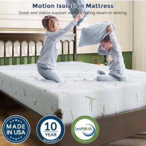 IULULU Twin Size Mattress in a Box, 6 Inch Gel Memory Foam Mattress for Kids Breathable Bamboo Cover Mattress for Bunk Bed, Trundle Bed, CertiPUR-US Certified, Made in USA,White and Green