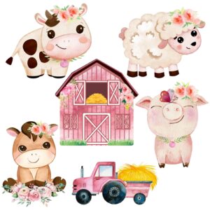 42 pcs floral farm animal party cutouts girl farm animals party decorations farm animal birthday party supplies with 60 glue point dots for girls farm animal theme baby shower birthday party