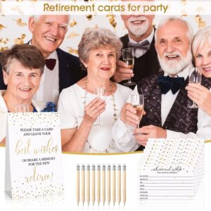 Fumete 50 Pieces Gold Retirement Party Advice and Wishes Cards with 10 Small Pencils and 1 Cardstock Place Card Retired Ideas Supplies and Decoration for Retirement Party Activities