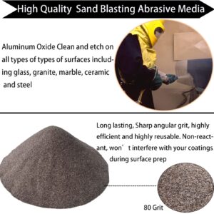 6 LBS #80 Grit Aluminum Oxide Blast Media - Premium Long-Lasting Sand Blasting Media, High Abrasive Force Sand Blaster Sand for Metal, Sandblasters, Blasting Cabinet, Blasting Guns (6 Pounds -80 Grit)