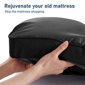 BedLuxury Queen Black Cooling Mattress Topper for Back Pain Extra Thick Mattress pad Cover Plush Soft Pillowtop with Elastic Deep Pocket Overfilled Down Alternative Filling