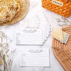 Fumete 50 Pieces Gold Retirement Party Advice and Wishes Cards with 10 Small Pencils and 1 Cardstock Place Card Retired Ideas Supplies and Decoration for Retirement Party Activities