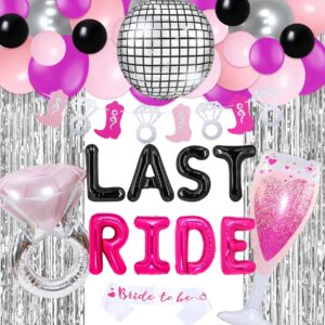 readigo hot pink babe girl last ride bachelorette party decorations, space cowgirl nashville bachelorette balloons garland, bridal sash, last disco rodeo bridal shower party backdrop