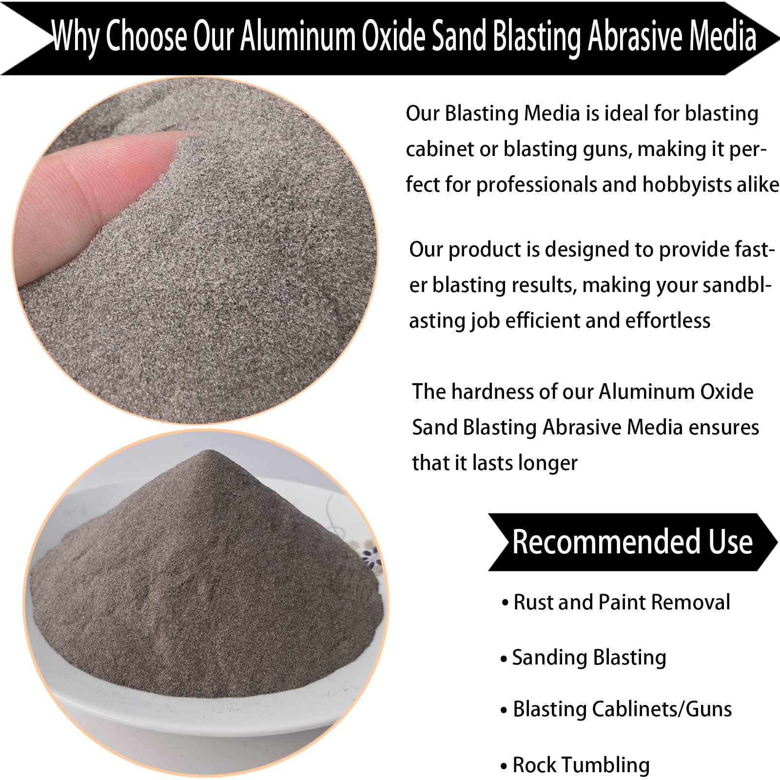 6 LBS #80 Grit Aluminum Oxide Blast Media - Premium Long-Lasting Sand Blasting Media, High Abrasive Force Sand Blaster Sand for Metal, Sandblasters, Blasting Cabinet, Blasting Guns (6 Pounds -80 Grit)