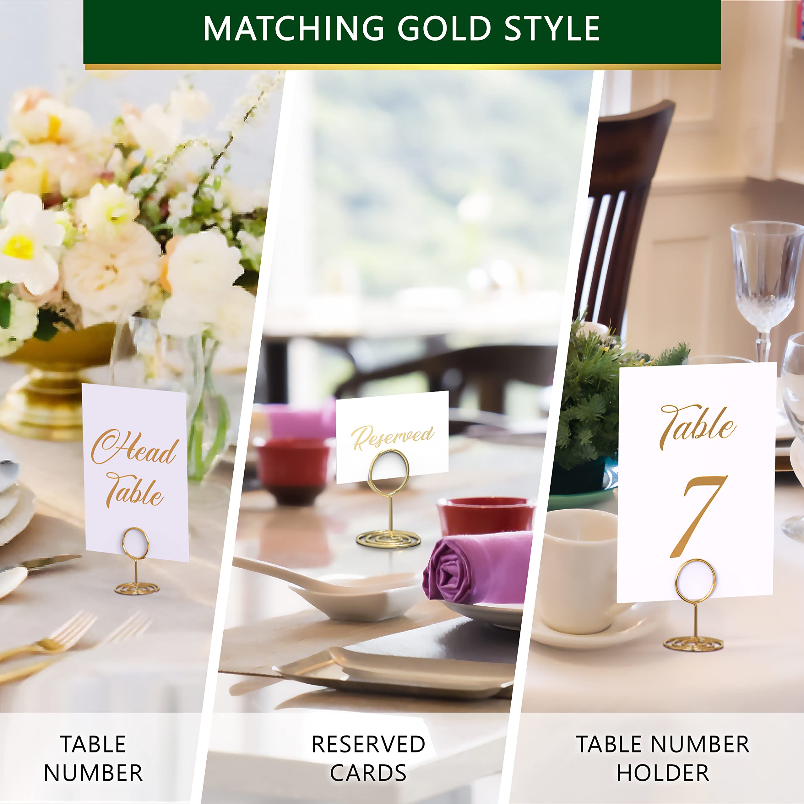 10 Pack Table Number Holders for Wedding - Gold Place Card Holder - Table Sign Holders - Picture - Photo Holders for Tables - Mini Table Number Stands Gold - Small Gold Table Number Holders Clip Stand