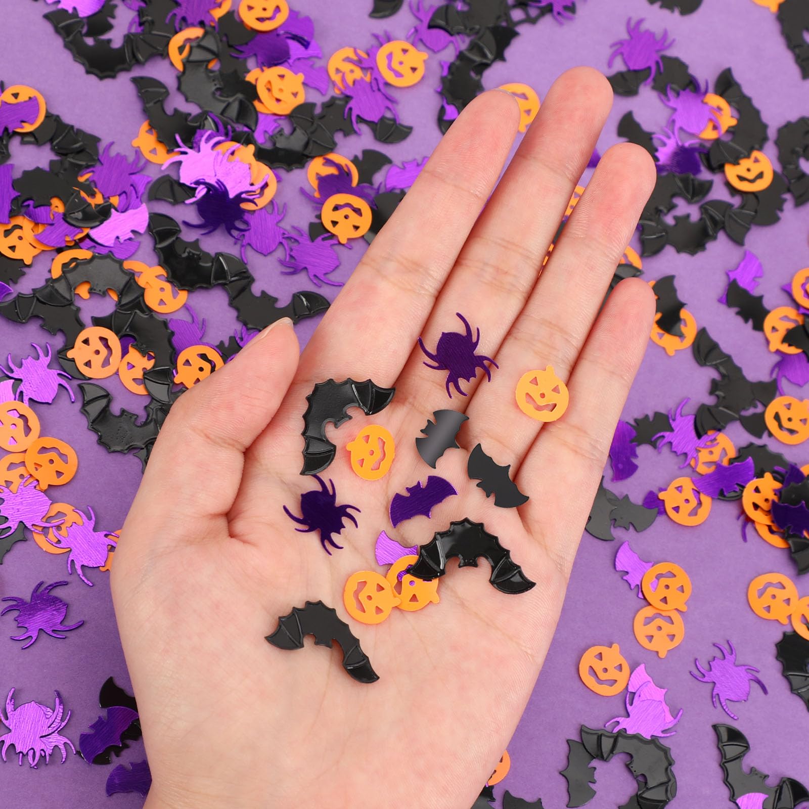 MARFOREVER Halloween Confetti Glitter Table Decorations Halloween Party Scatter Confetti Table Confetti Sprinkles Bats Spider Pumpkin for Halloween Party Supplies Decor