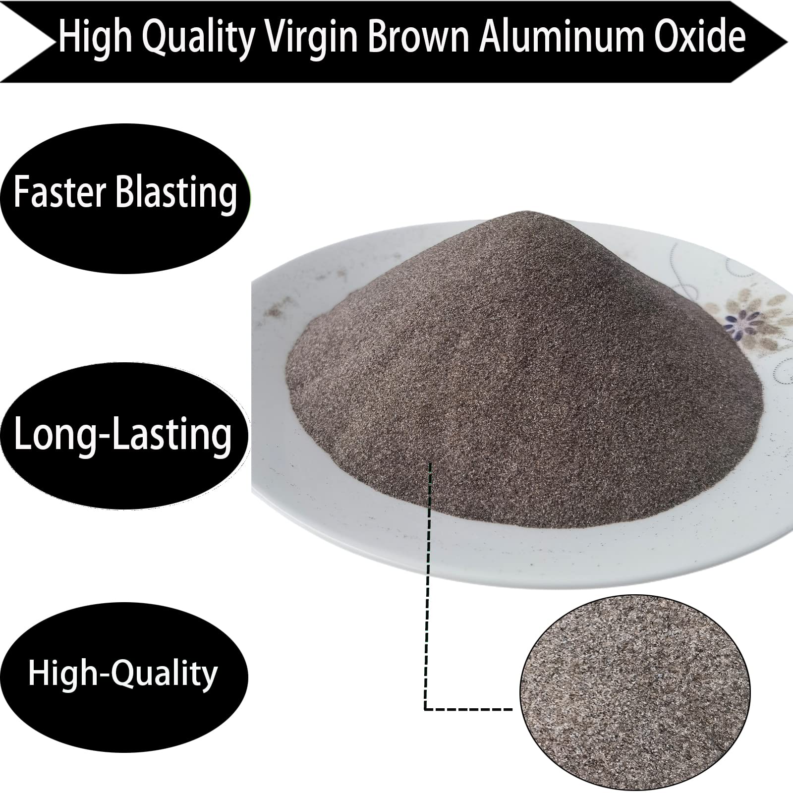 6 LBS #80 Grit Aluminum Oxide Blast Media - Premium Long-Lasting Sand Blasting Media, High Abrasive Force Sand Blaster Sand for Metal, Sandblasters, Blasting Cabinet, Blasting Guns (6 Pounds -80 Grit)