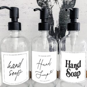 Chaumiere Vintage Farmhouse Hand Soap Labels for Bottles, Waterproof Stickers, 6X Hand soap Labels for Amber Glass & Plastic Bottles - Hand soap Pack (3 Designs) 6 Pieces 3x3inch