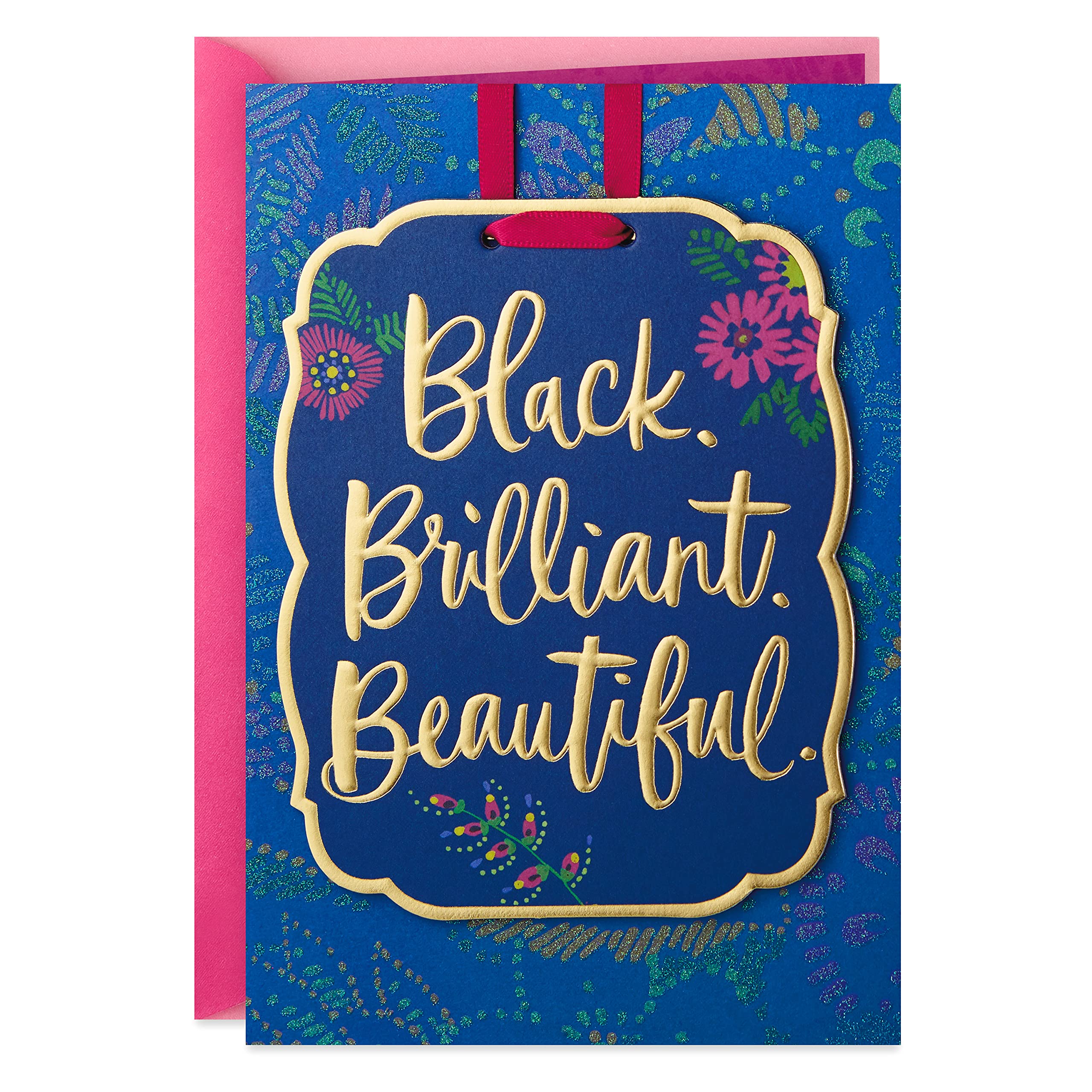 Hallmark Mahogany Birthday Card for Women with Removable Ornament (Black, Brilliant, Beautiful)