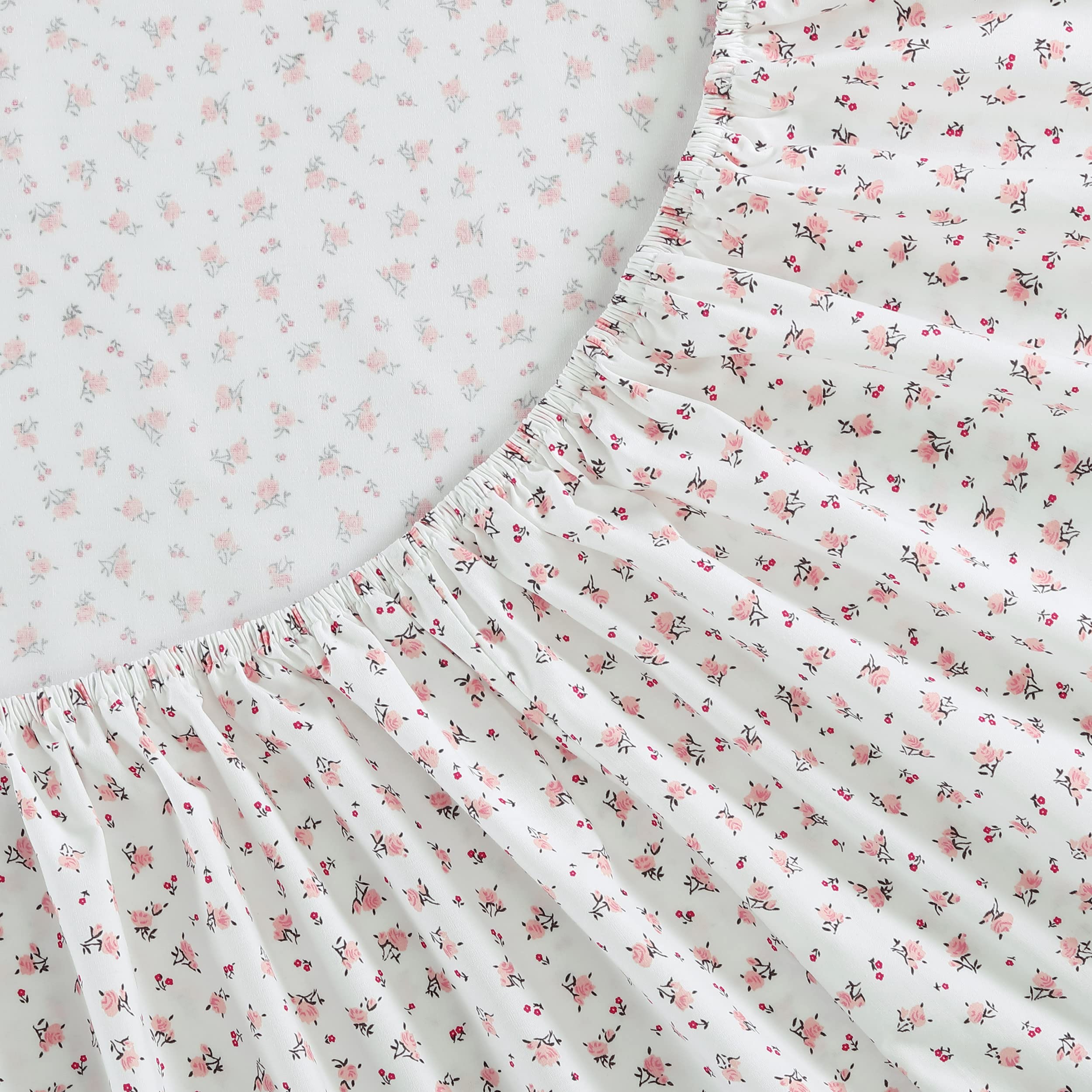 Betsey Johnson- Twin Sheet Set, Cotton Percale Bedding Set, Crisp & Cool, Lightweight & Breathable (Baby Buds Pink, Twin)