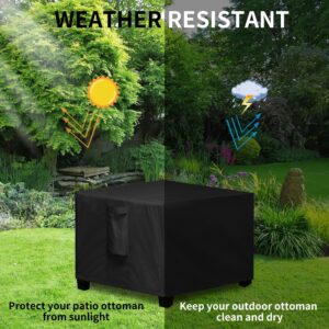 Easy-Going Square Patio Ottoman Cover, Waterproof Outdoor Ottoman Cover, Fade Resistant Patio Side Table Cover, Durable Outdoor Furniture Covers with Sealed Seam (25"x25"x17", Black)