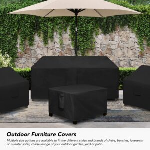 Easy-Going Square Patio Ottoman Cover, Waterproof Outdoor Ottoman Cover, Fade Resistant Patio Side Table Cover, Durable Outdoor Furniture Covers with Sealed Seam (25"x25"x17", Black)