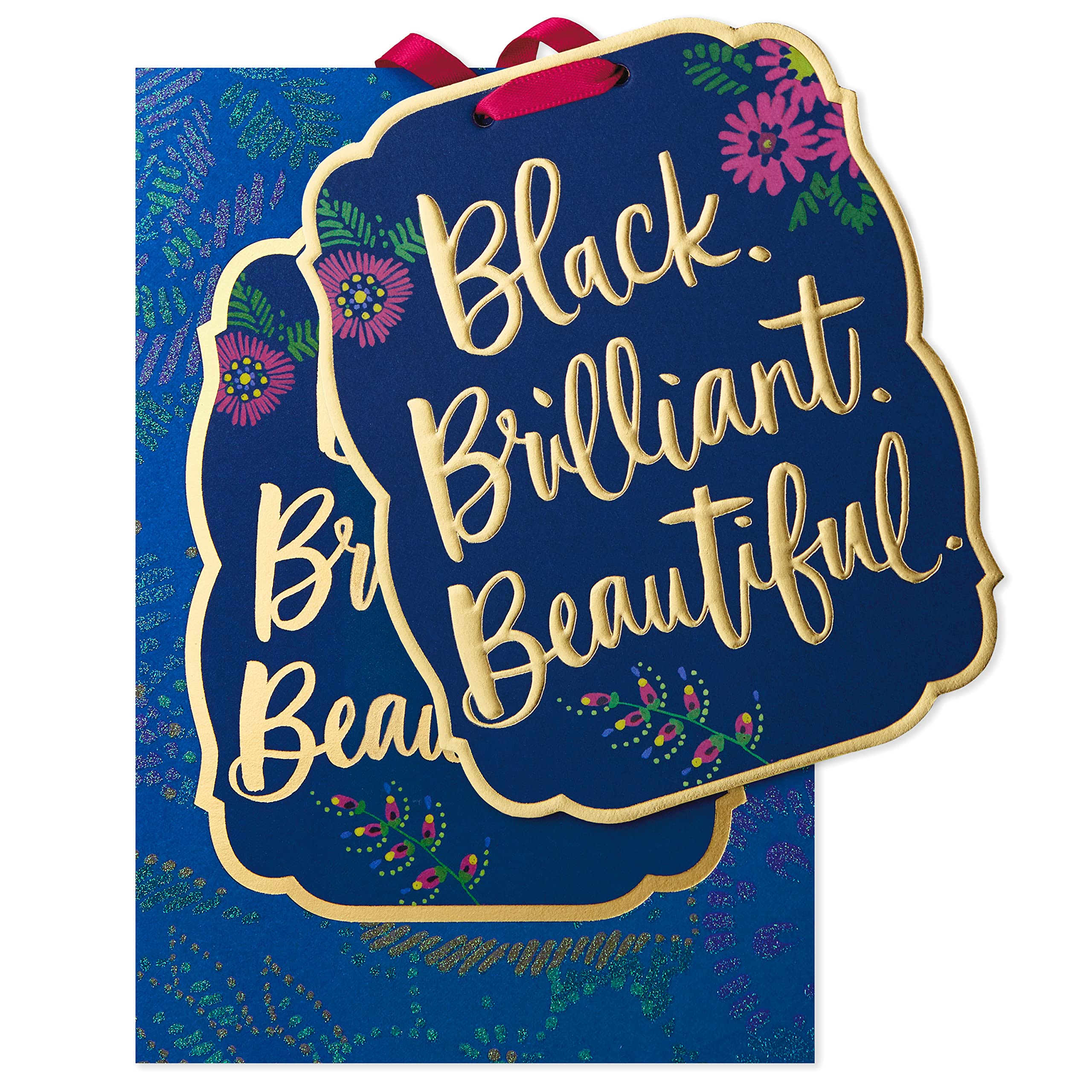 Hallmark Mahogany Birthday Card for Women with Removable Ornament (Black, Brilliant, Beautiful)