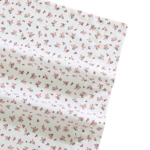 Betsey Johnson- Twin Sheet Set, Cotton Percale Bedding Set, Crisp & Cool, Lightweight & Breathable (Baby Buds Pink, Twin)