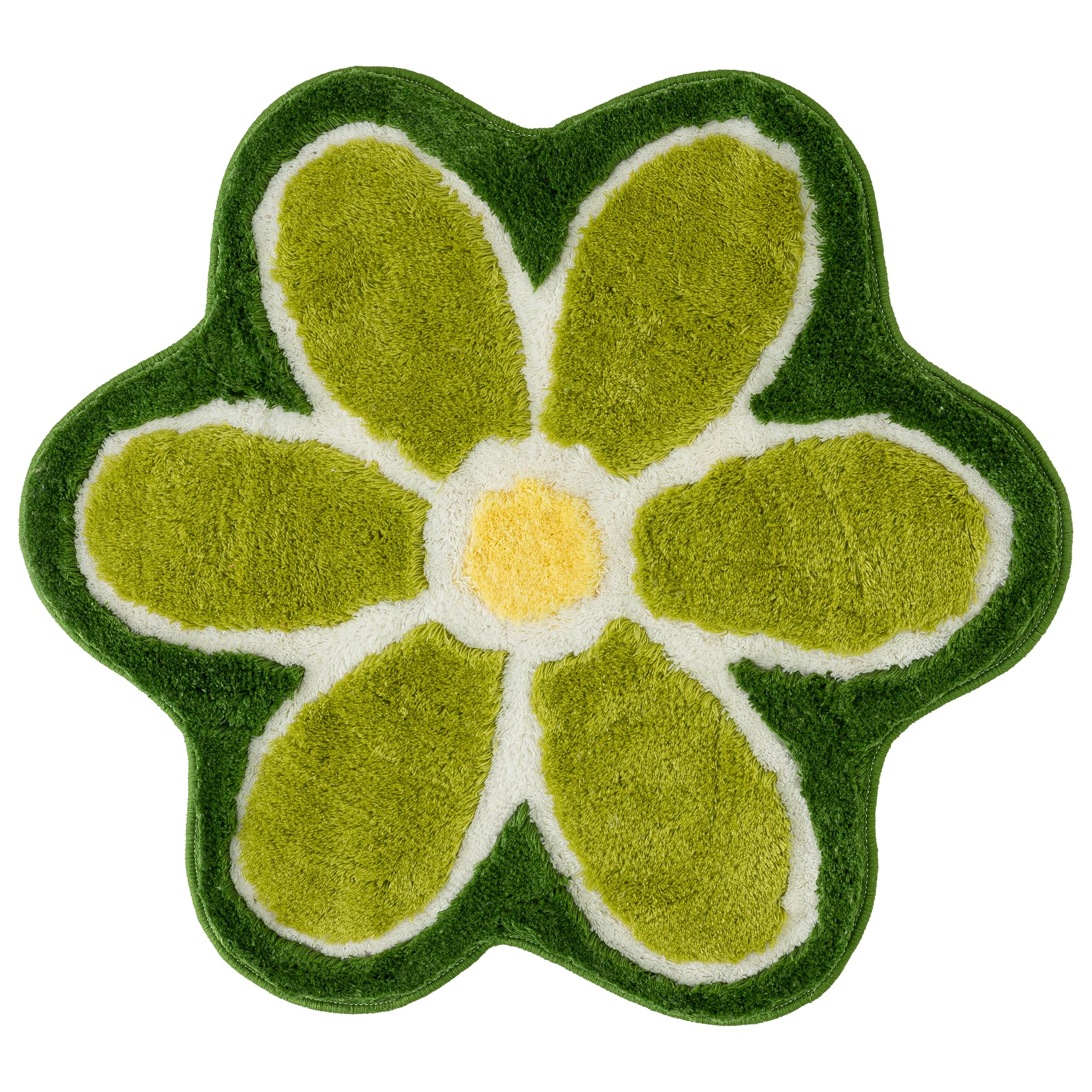 Beyond Deco Flower Rug 35 inches, Hand Tufted Fluffy Aesthetic Cool Green Bathroom Rug, Cute Bedroom Decor Area Rugs, Y2K Circle Green Bath Mat