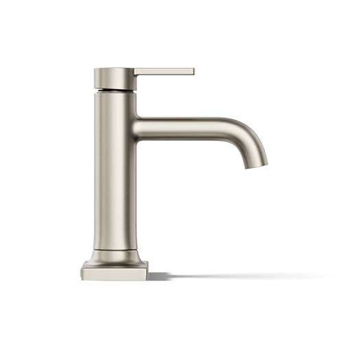 Kohler 28126-4-BN Venza Bathroom Sink Faucet, 1 Hole, Single-Handle Bathroom Faucets with Clicker Drain, 1.2 gpm, Vibrant Brushed Nickel