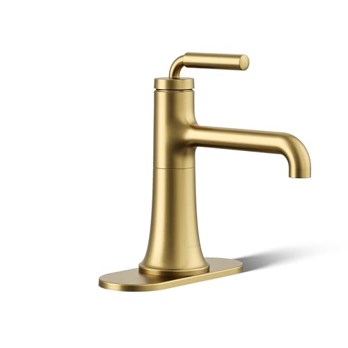 Kohler 27415-4-2MB Tone Bathroom Sink Faucet, 1 Hole, Single-Handle Bathroom Faucets with Clicker Drain, 1.2 GPM, Vibrant Brushed Moderne Brass