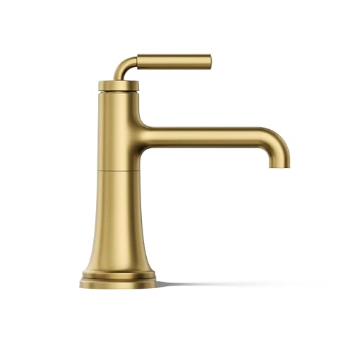 Kohler 27415-4-2MB Tone Bathroom Sink Faucet, 1 Hole, Single-Handle Bathroom Faucets with Clicker Drain, 1.2 GPM, Vibrant Brushed Moderne Brass