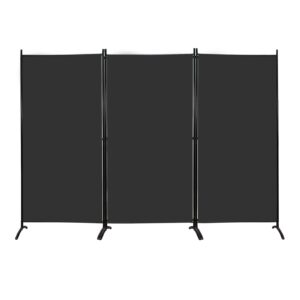 MAYOLIAH Partition Room Dividers 3 Panel Folding Privacy Screens 6 Ft Tall Portable Office Walls Dividers for Room Separator 102"x20"x71", Black