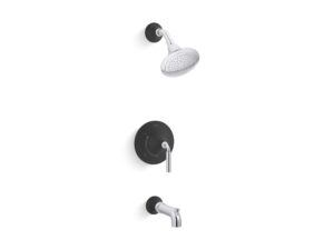 kohler ts27421-4-cbl tone rite-temppressure-balancing bath and shower faucet trim set, 2.5 gpm, polished chrome/matte black