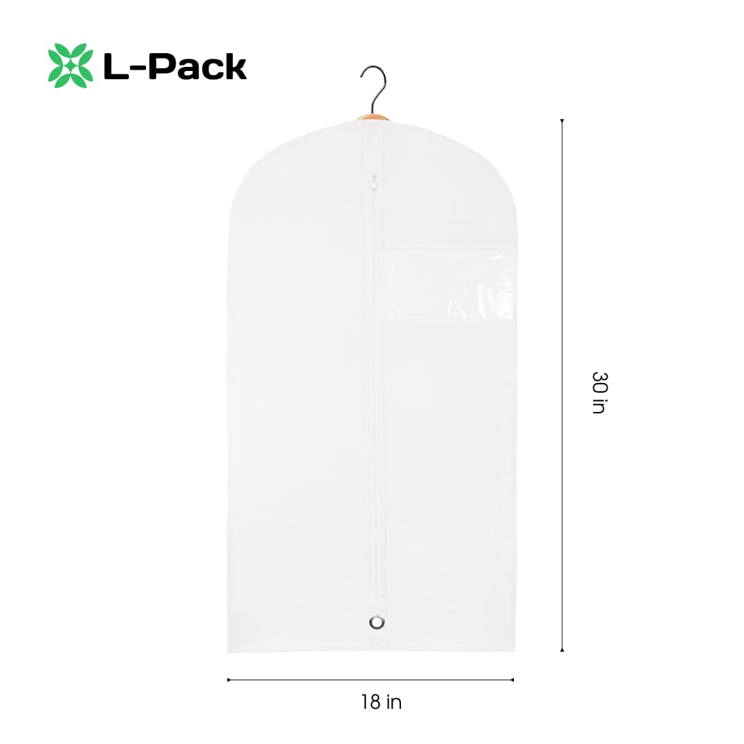 Kids Garment Bag, 30inch x 18inch White Breathable Clothes Cover for Baby Toddler and Child Garment Bag for Kids suit, Kids Garment Bags For Travel (WB1)