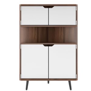 sogesfurniture Corner Cabinet with Doors and Shelves, 3-Tier Freestanding Floor Corner Storage Cabinets for Small Space, Bathroom, Living Room, Kitchen, Bedroom