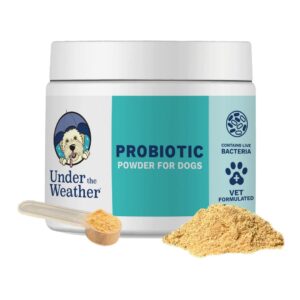 under the weather pet probiotic powder for dogs | vet formulated dog probiotics supplement filled with good bacteria | promotes healthy digestion, appetite, and strong immune system| 120 servings