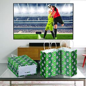 AIEX 16pcs Soccer Party Favor Paper Bags, Football Themed Party Bags with Handles Soccer Goodie Bags Treat Candy Bags for Kids Adults Birthday Party Supplies (Dark Green)