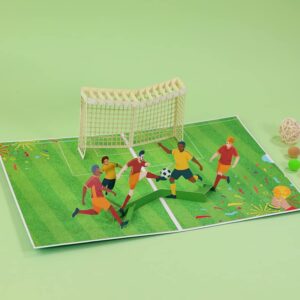 Paper Spiritz Football Soccer Pop Up Card, 3D Birthday Soccer Greeting Card with Envelope and Message Card, Laser Cut 3D Card For Fathers' Day, Thank You Card, Congratulations Card, Graduation Card, All Occasions