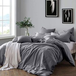 ARlinen Duvet Cover Set Super King 98X108, Dark Grey Comforter Cover Bedding 3 Pieces Duvet Cover with Zipper Closure, 4 Coner Ties -Microfiber Duvet Cover (Super King Size, Dark Grey)