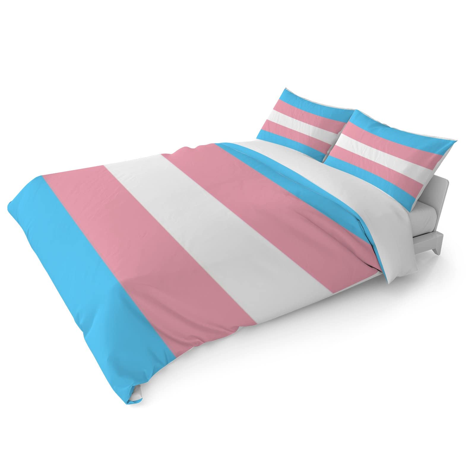 Duvet Cover Sets Full -Transgender Pride Flag-Bedding Comforter Set Breathable SetsSoft Microfiber 3 Pcs