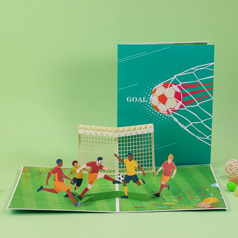 Paper Spiritz Football Soccer Pop Up Card, 3D Birthday Soccer Greeting Card with Envelope and Message Card, Laser Cut 3D Card For Fathers' Day, Thank You Card, Congratulations Card, Graduation Card, All Occasions