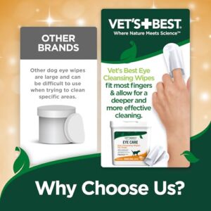 Vet’s Best Eye Cleansing Wipes for Dogs - Tear Stain Remover for Dogs - Easy to Use and Paraben Free - Aloe Vera & Witch Hazel - 50 Count