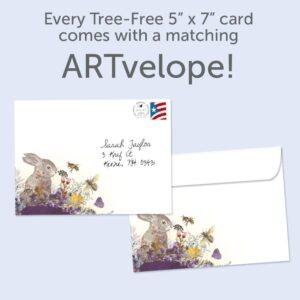 Tree-Free Greetings - Birthday Cards - Artful Designs - 1 Card + Matching Envelopes - Made in USA - 100% Recycled Paper - 5"x7" - Honey Bunny (GO61233)