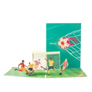 Paper Spiritz Football Soccer Pop Up Card, 3D Birthday Soccer Greeting Card with Envelope and Message Card, Laser Cut 3D Card For Fathers' Day, Thank You Card, Congratulations Card, Graduation Card, All Occasions