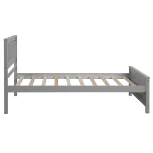 MERITLINE Twin Size Platform Bed, Wooden Twin Bed Frame, Gray